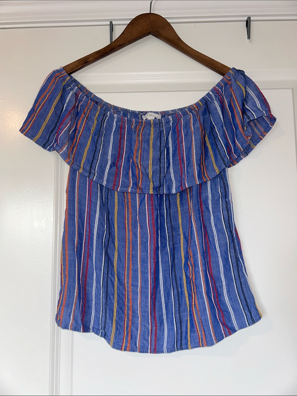 Socialite Multi-Color Striped Off-The-Shoulder Top